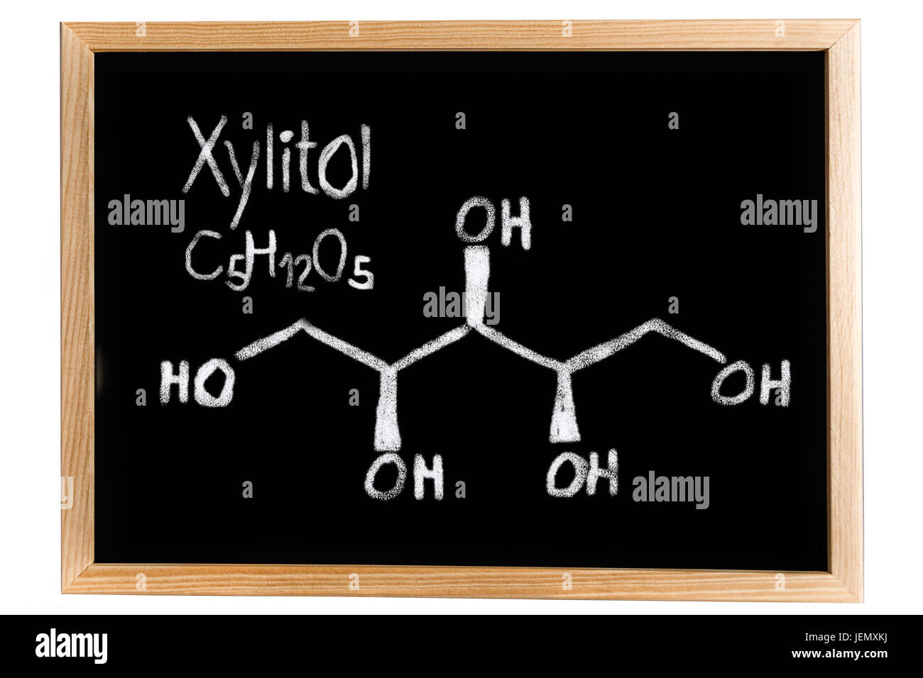 Tableau noir avec la formule chimique du Xylitol Banque D'Images
