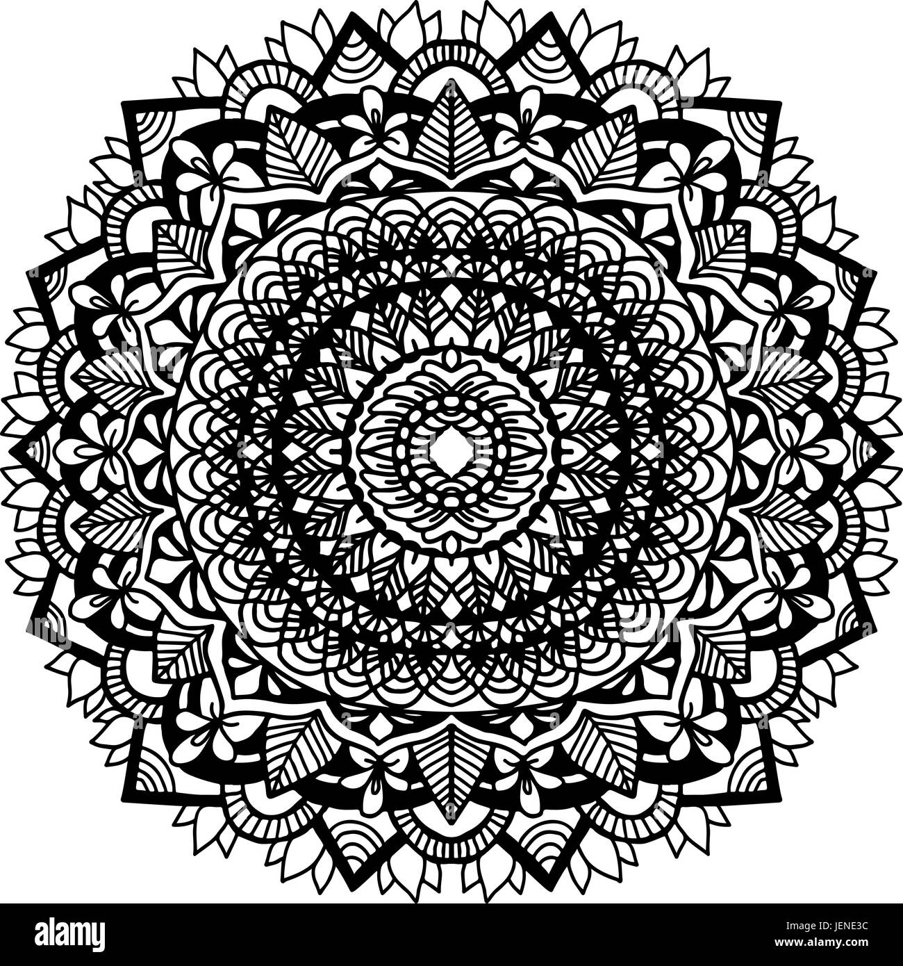 Mandala abstrait pour l'ornement des profils des livres à colorier. Modèle asiatique. Authentique d'arrière-plan noir et blanc. Illustration de Vecteur