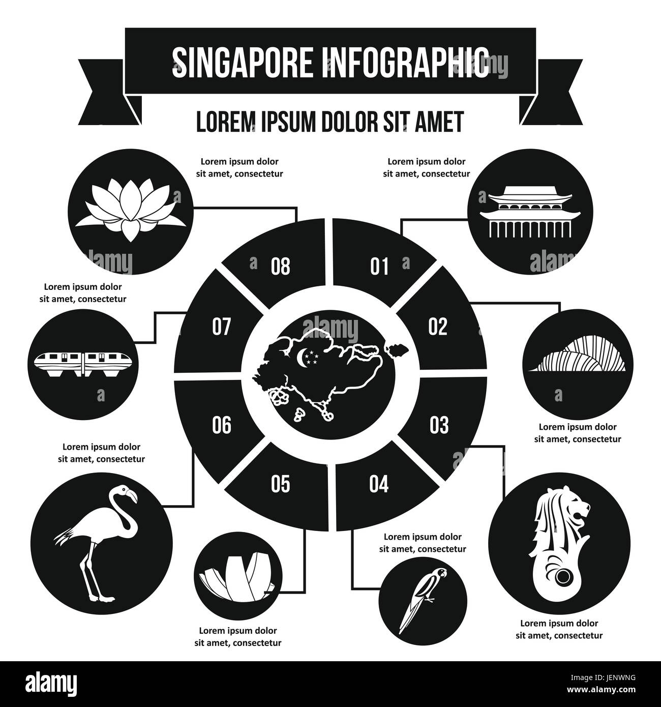 Singapour, le style simple concept infographique Illustration de Vecteur