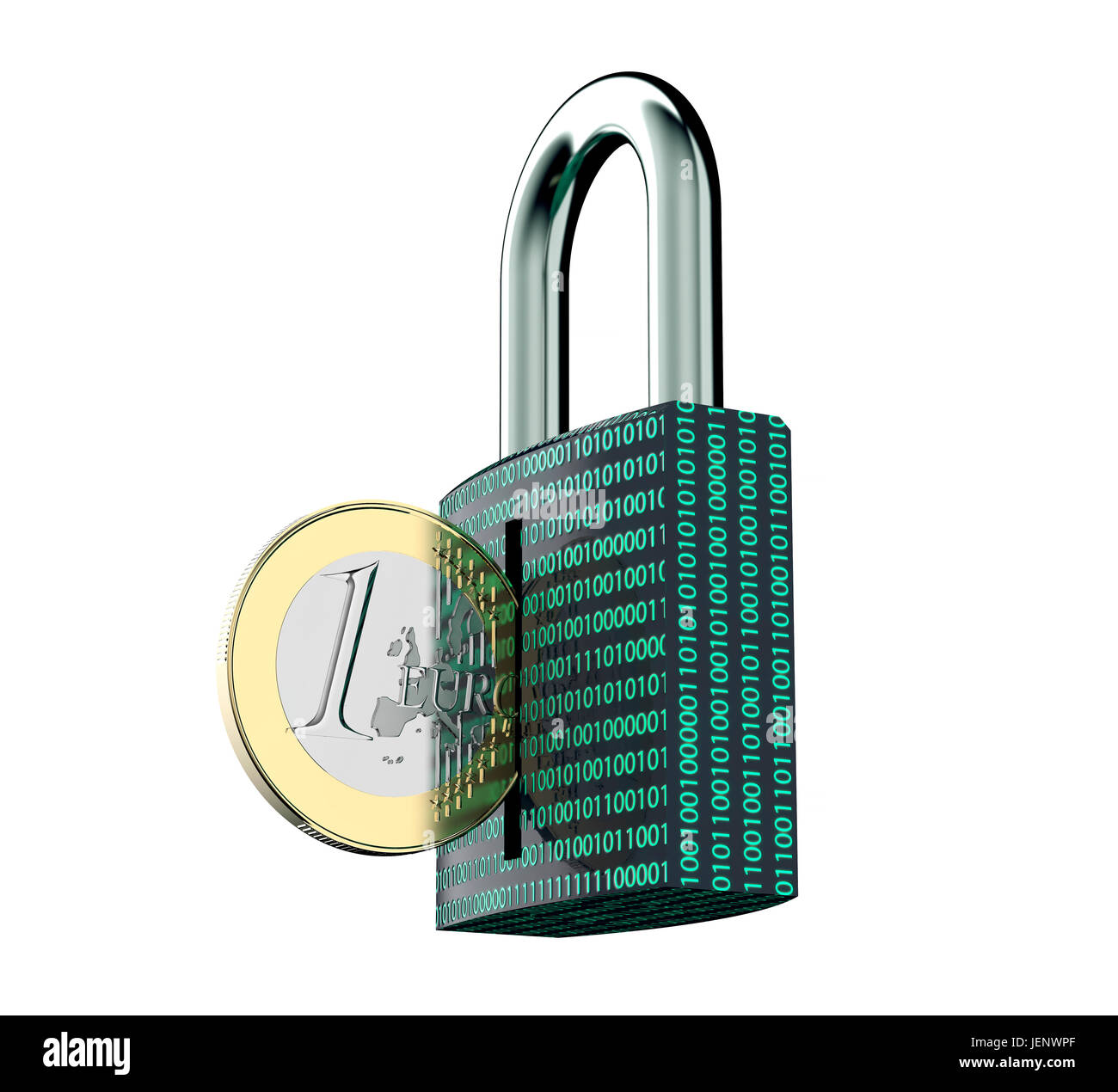 Des logiciels malveillants ou ransomware concept attaque cadenas avec de l'argent, chemin de détourage, 3d illustration Banque D'Images