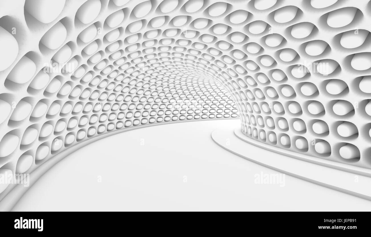 Abstract 3d Tunnel blanc Arrière-plan. Illustration 3D Render Banque D'Images