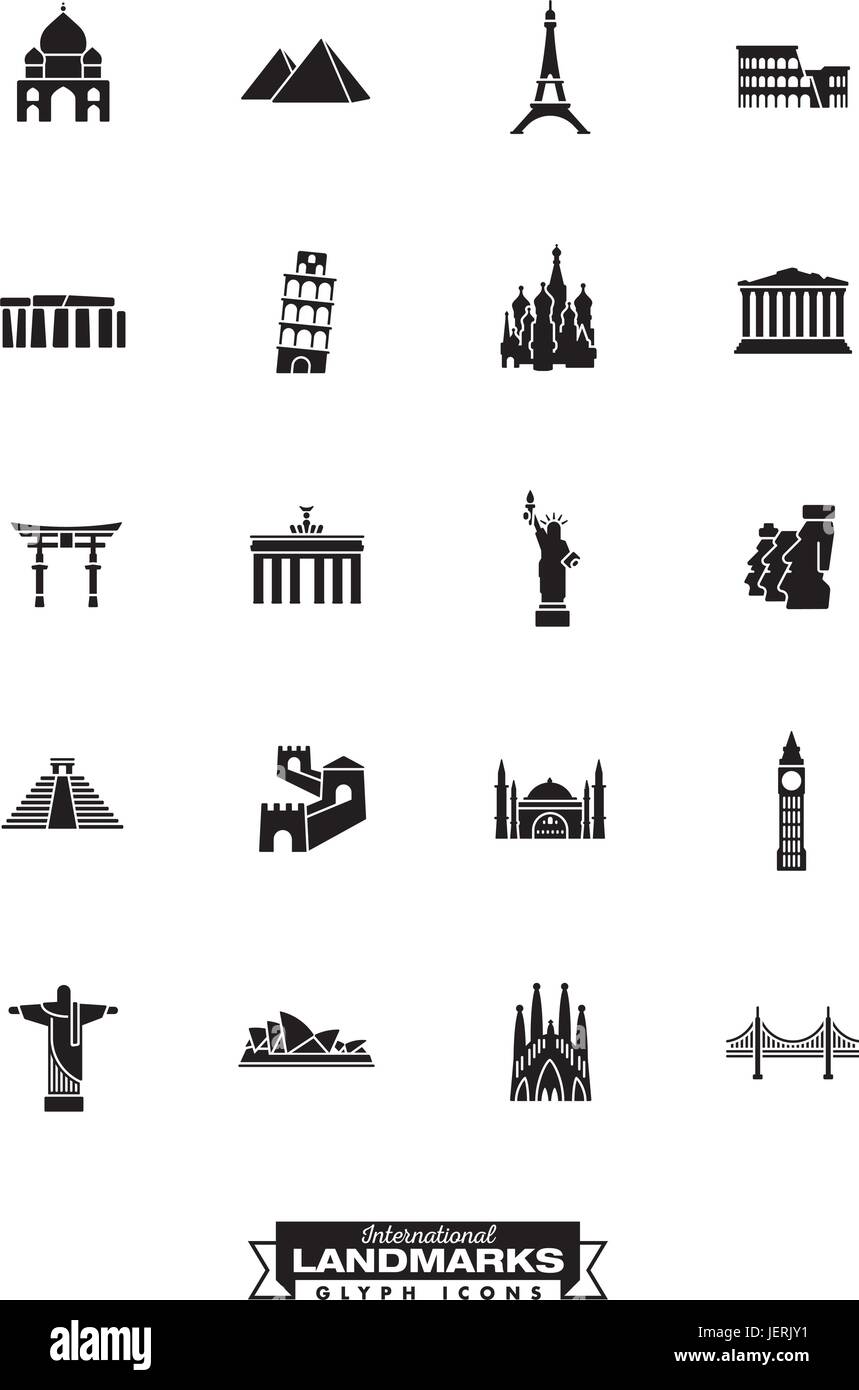 Les icônes des glyphes collection de sites internationaux Illustration de Vecteur