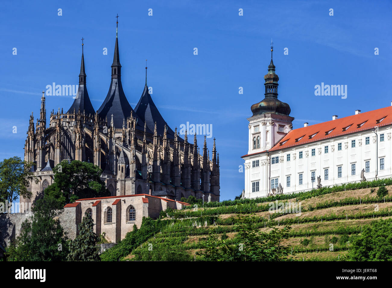 Cathédrale de Kutna Hora vue de contrefort volant Kutna Hora République tchèque Europe Banque D'Images