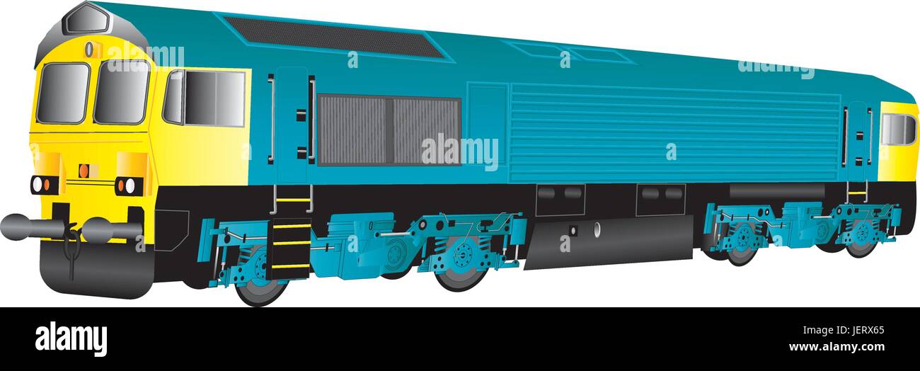 Chemin de fer, locomotive, train, moteur, matériel roulant, véhicule, moyens de déplacement, Illustration de Vecteur