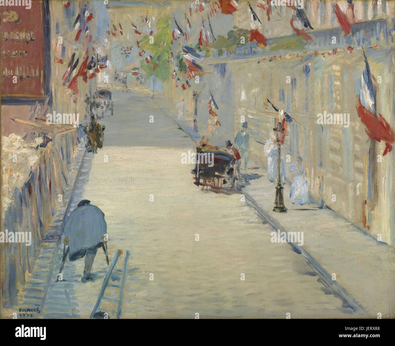 École Française Edouard Manet La Rue Mosnier aux drapeaux La Rue Mosnier aux drapeaux 1878 Huile sur toile (65,4 x 80 cm) Los Angeles, J. Paul Getty Museum Edouard Manet (1832-1883) Banque D'Images