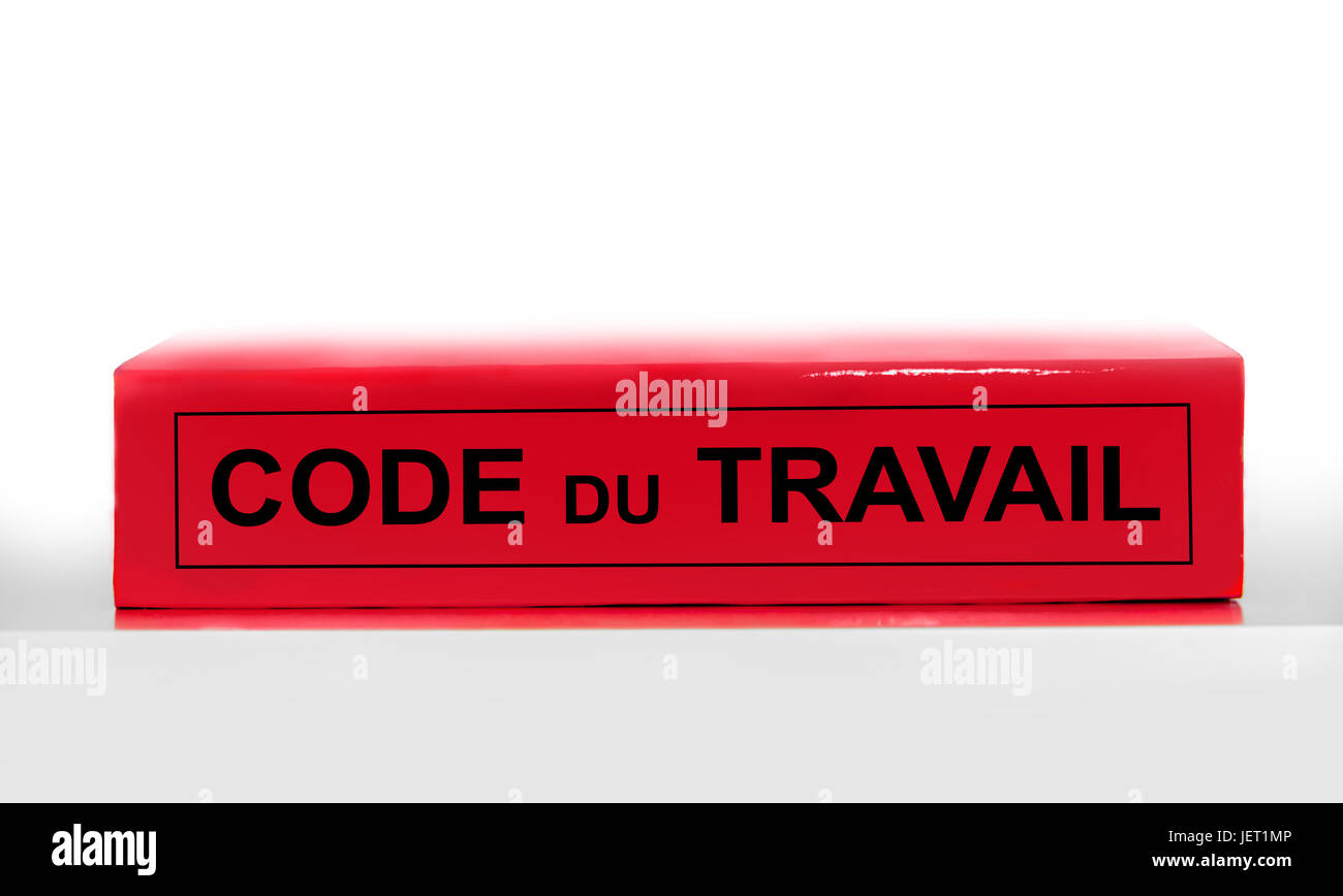 Code du travail français livre sur fond blanc, code du travail réforme du droit en France concept Banque D'Images