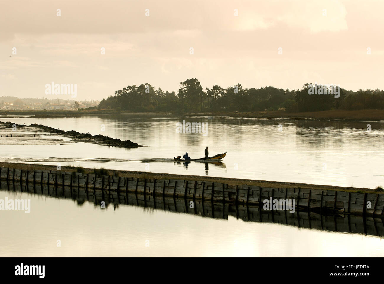Les pêcheurs dans la Ria de Aveiro. Portugal Banque D'Images