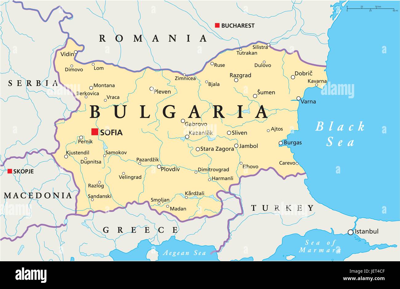 L'Europe de l'Est, Bulgarie, cartographie, carte, atlas, carte du monde, Grèce, Illustration de Vecteur