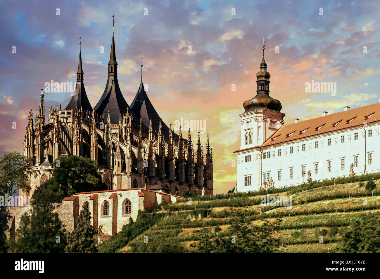 Kutna Hora Cathédrale de Sainte Barbara et Collège Jésuite, Kutna Hora République Tchèque Europe Banque D'Images