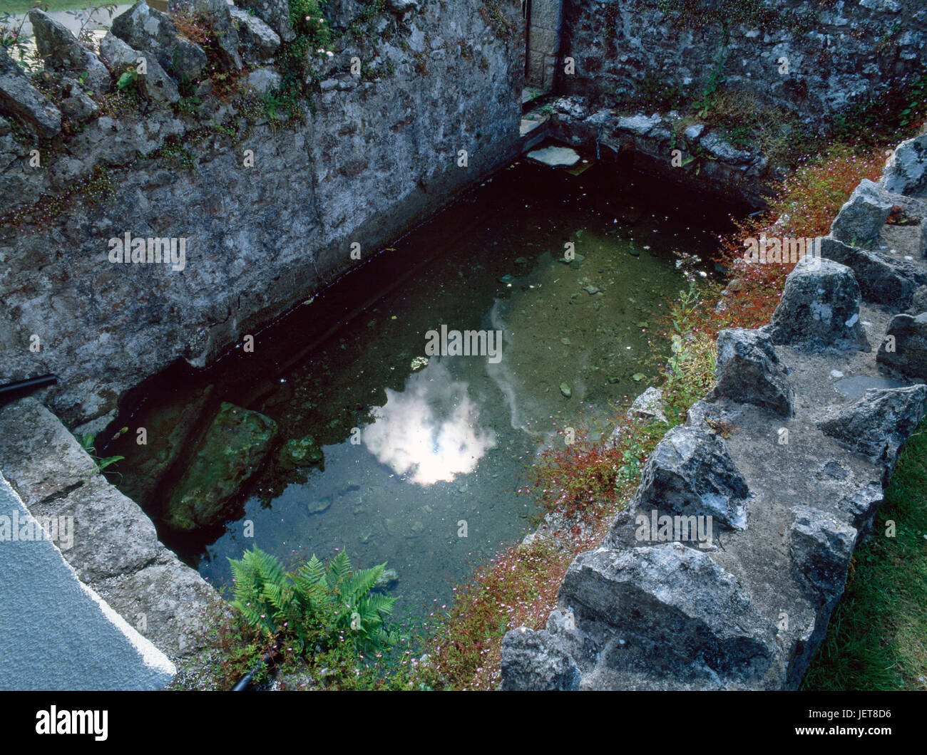 Voir l'WSW de bassin de baignade à Ffynnon Beuno puits sacré, Denbighshire. Boire ou se baigner dans les eaux de la guérison a été considérée comme un remède pour plusieurs plaintes Banque D'Images