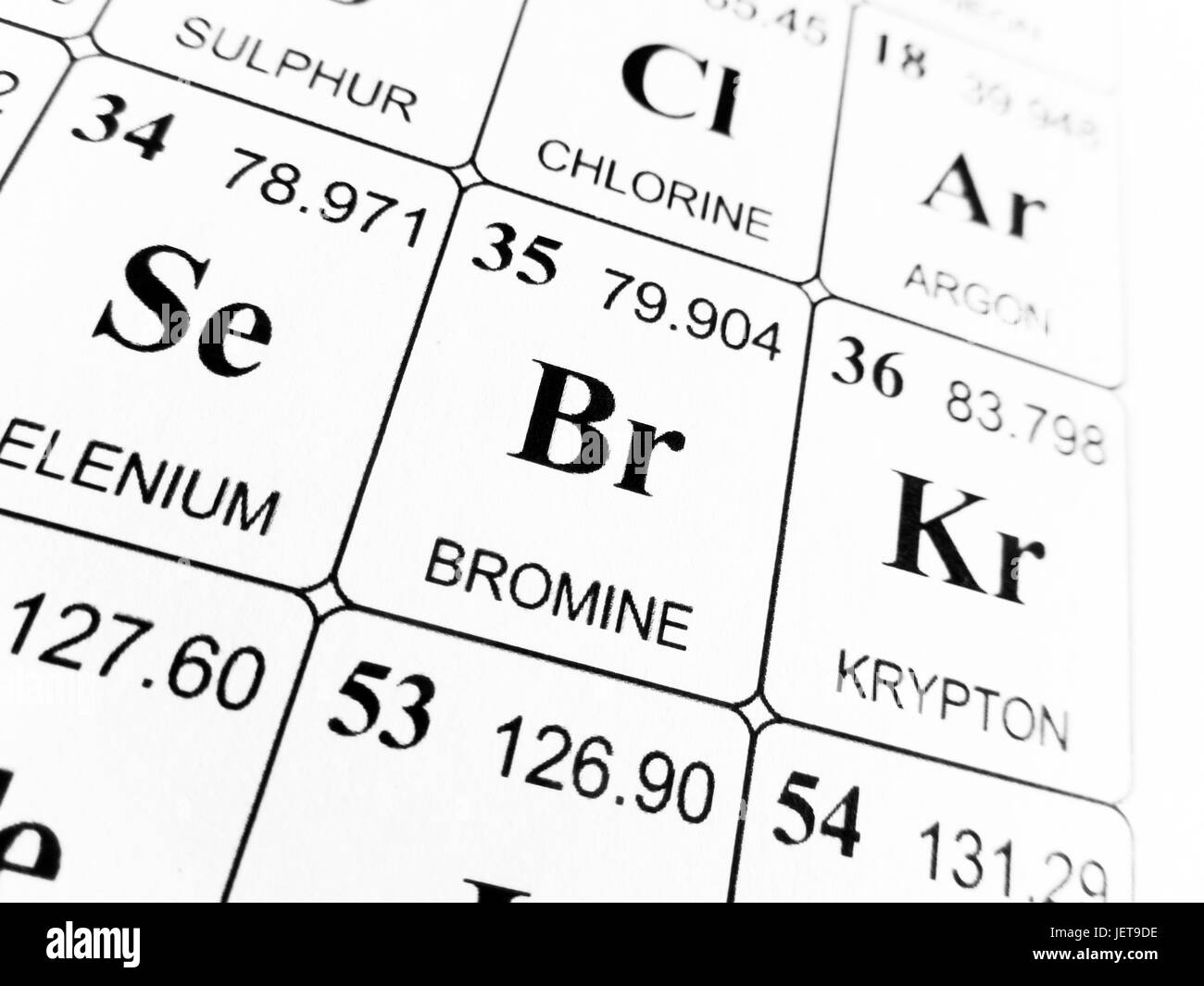 Le brome sur le tableau périodique des éléments Banque D'Images