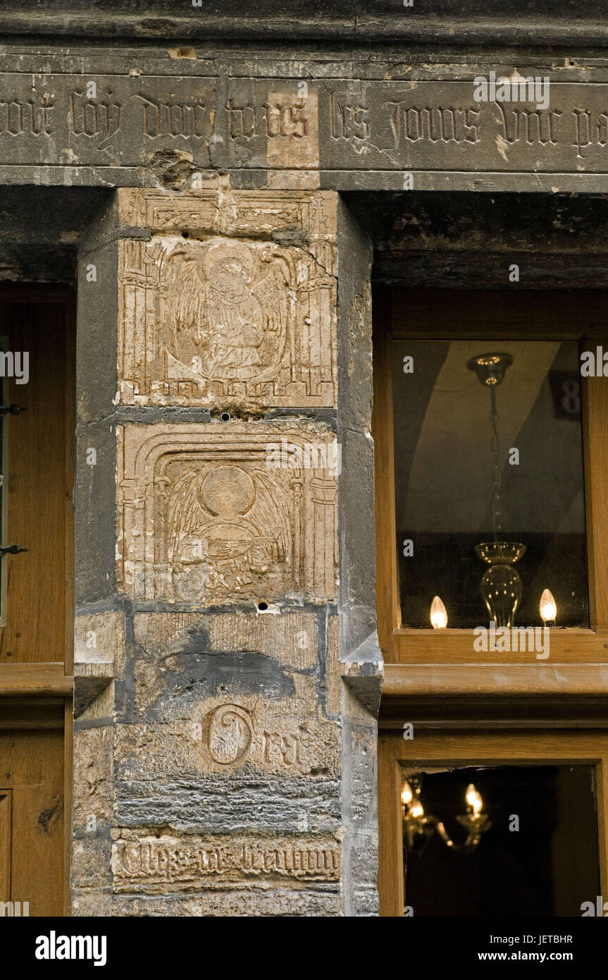 France, Paris, rue de Montmorency, la maison au numéro 51, façade, détail, de pierre, de motifs, Banque D'Images