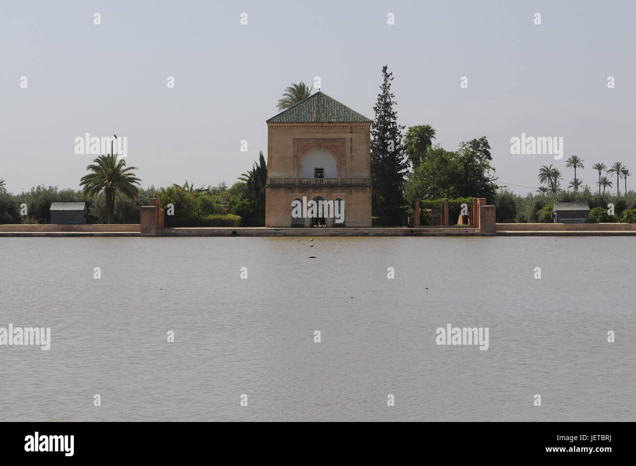 Jardin Ménara, jardin du roi, lac, pavillon, Marrakech, Maroc, Afrique, Banque D'Images