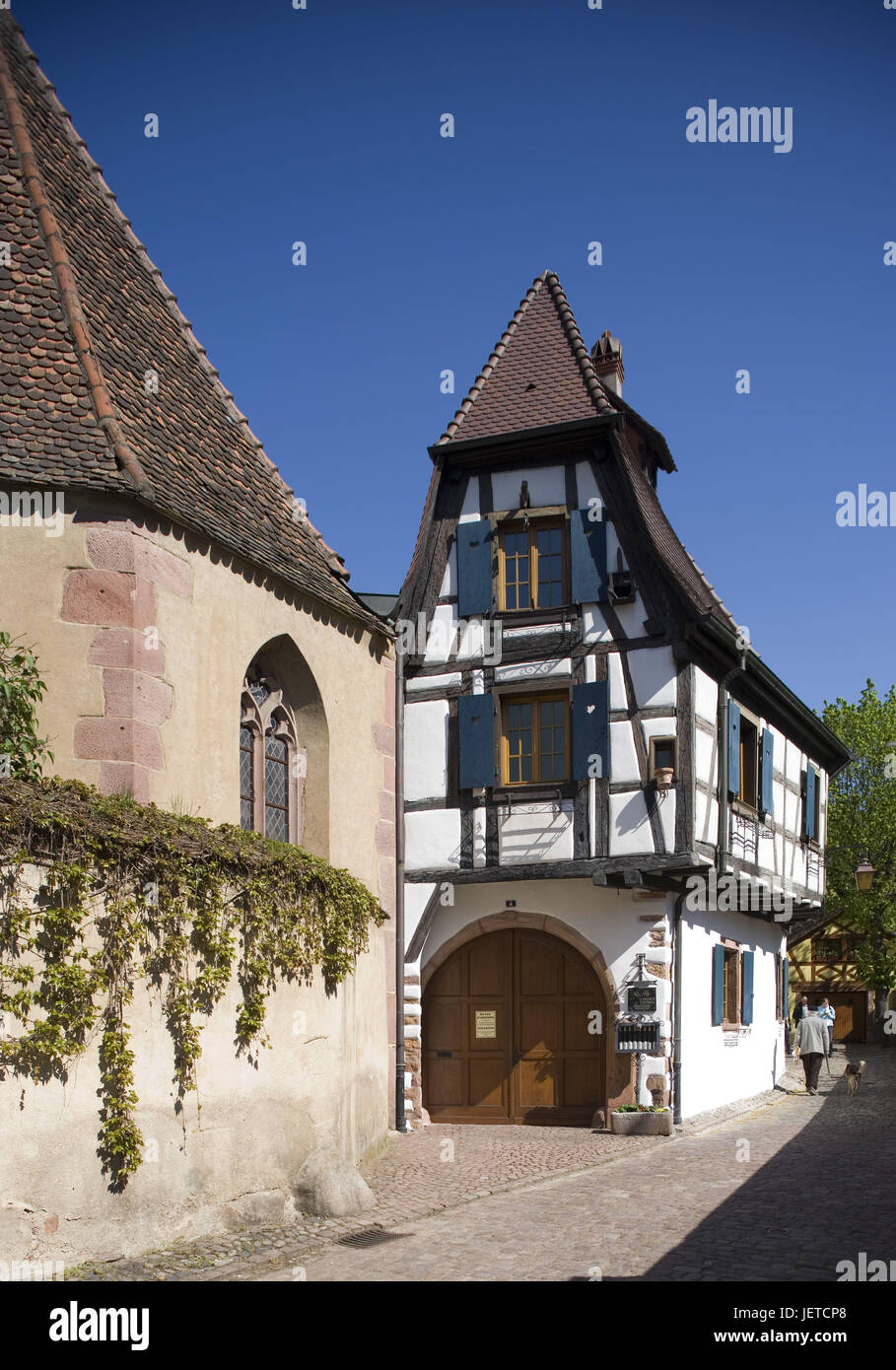France, Alsace, Kaysersberg, Cour supérieure lane, Banque D'Images