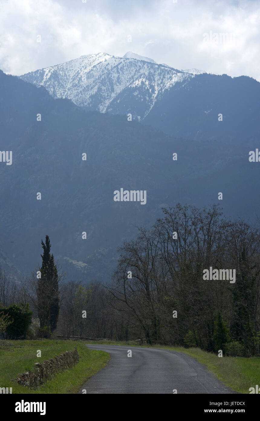 La France, l'Pyrenees-East l'ale, le Pic de Canigou, route de campagne dans les Pyrénées, Banque D'Images