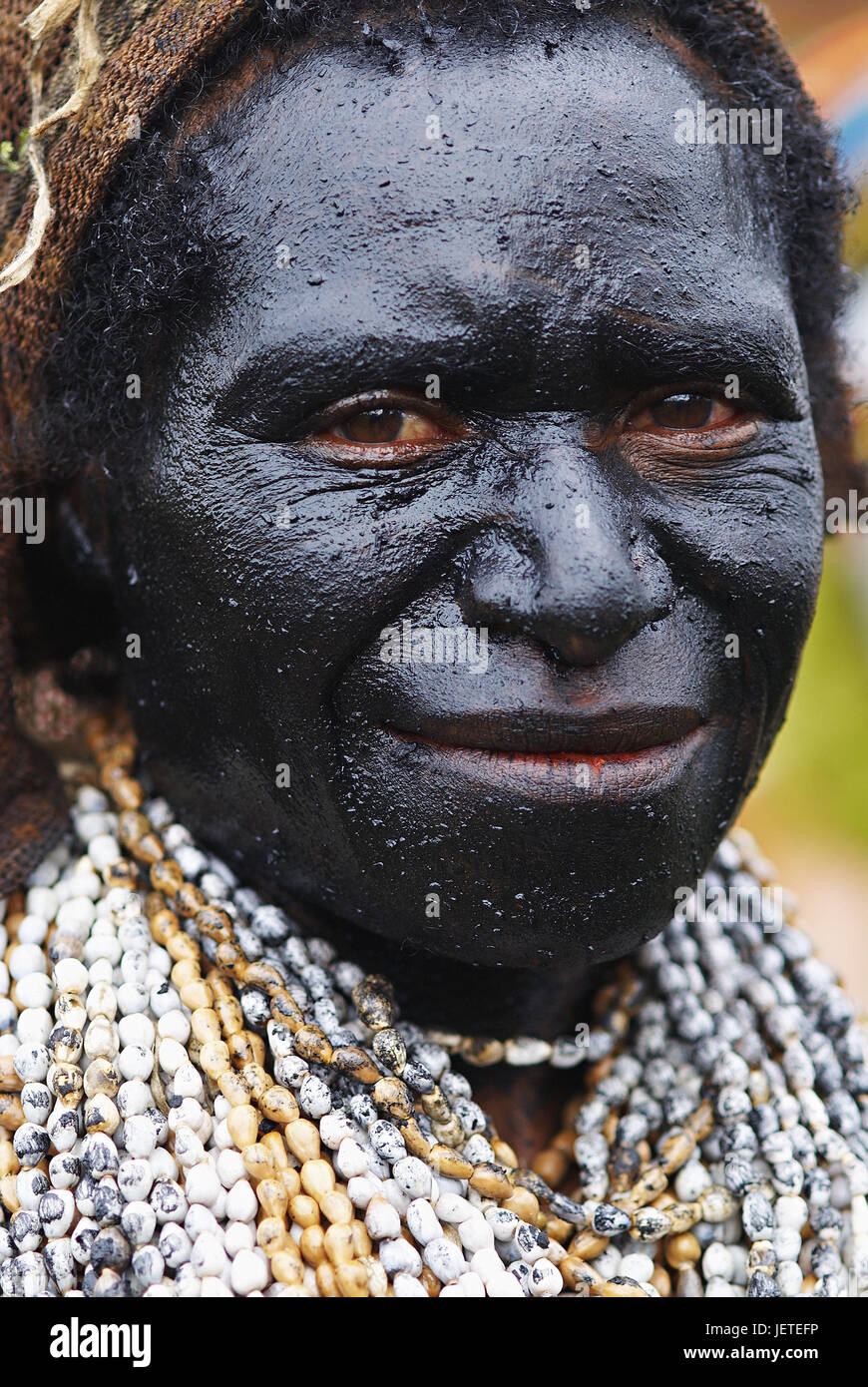 La Papouasie-Nouvelle-Guinée, membre de l'Huli de souche, portrait, Banque D'Images