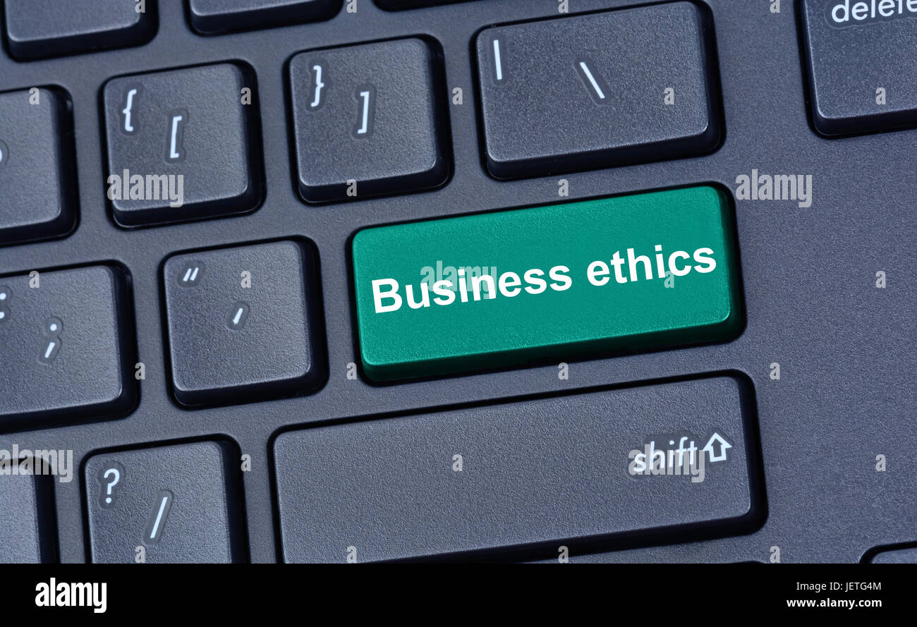 L'éthique des affaires mots sur ordinateur bouton clavier Banque D'Images