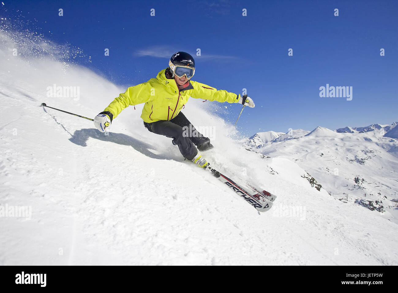 Skieur dans l'action, en Skifahrerin Aktion Banque D'Images
