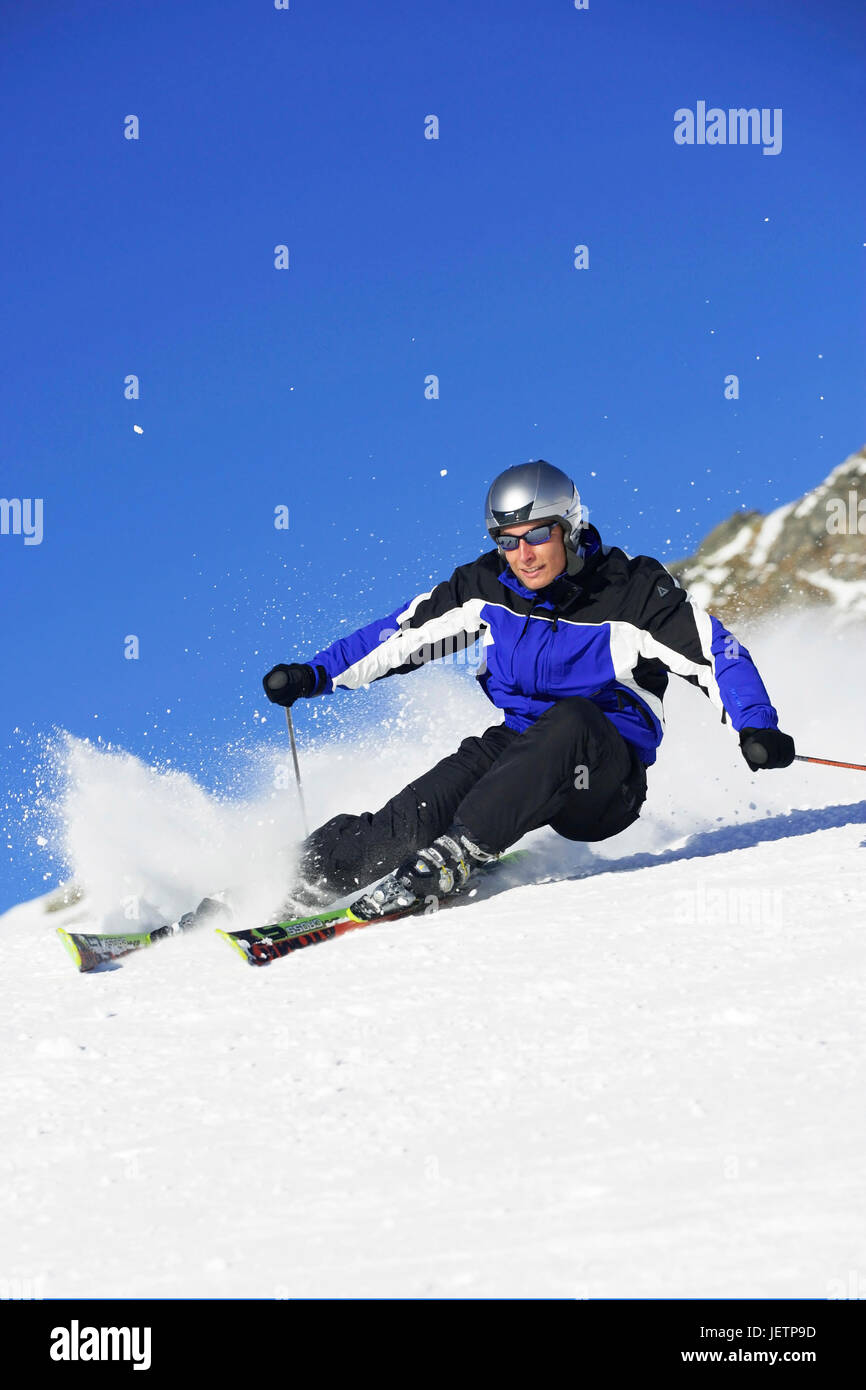 Skieur dans l'action, en Skifahrer Aktion Banque D'Images