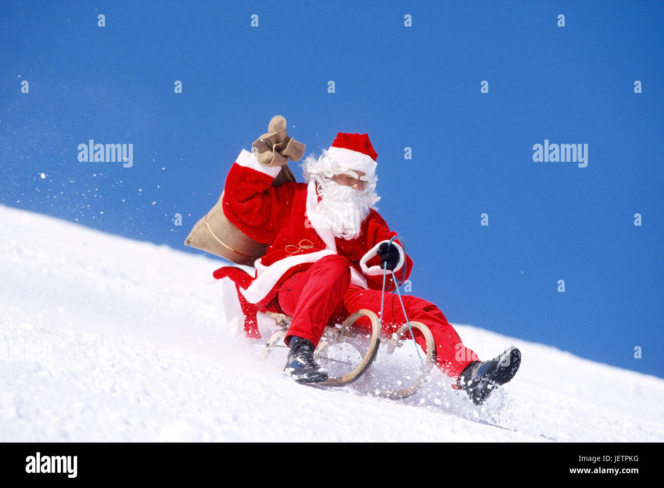 Père Noël sur un traîneau, Weihnachtsmann auf Schlitten Banque D'Images