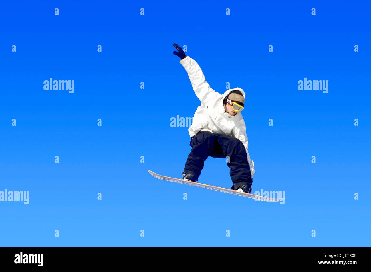 Snowboarder en action, Snowboarder en action Banque D'Images