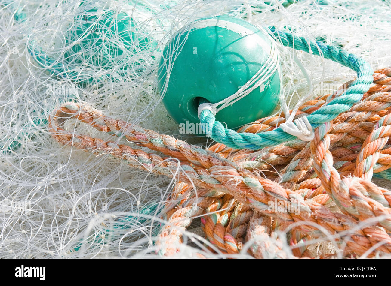 La confusion de filets de pêche et des cordages, Wirrwarr aus und Seilen Fischernetzen Banque D'Images