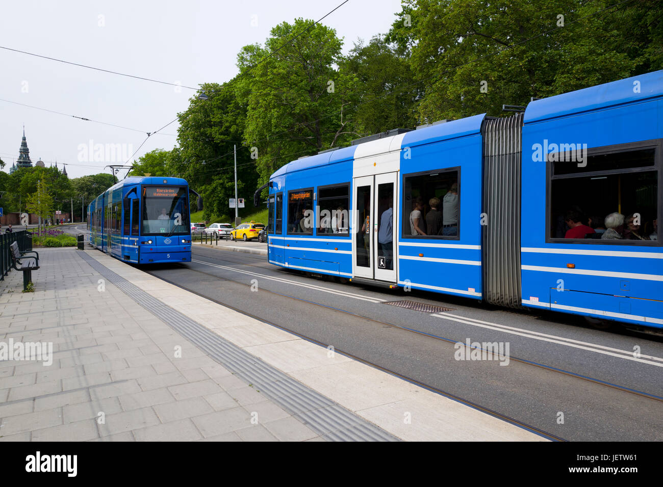Les Trams à Stockholm, Suède Banque D'Images