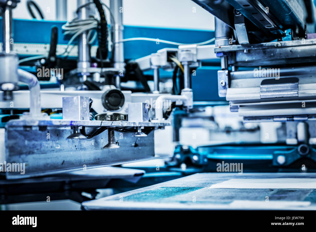 Machine d'impression de l'écran. Metal machines industrielles. Banque D'Images