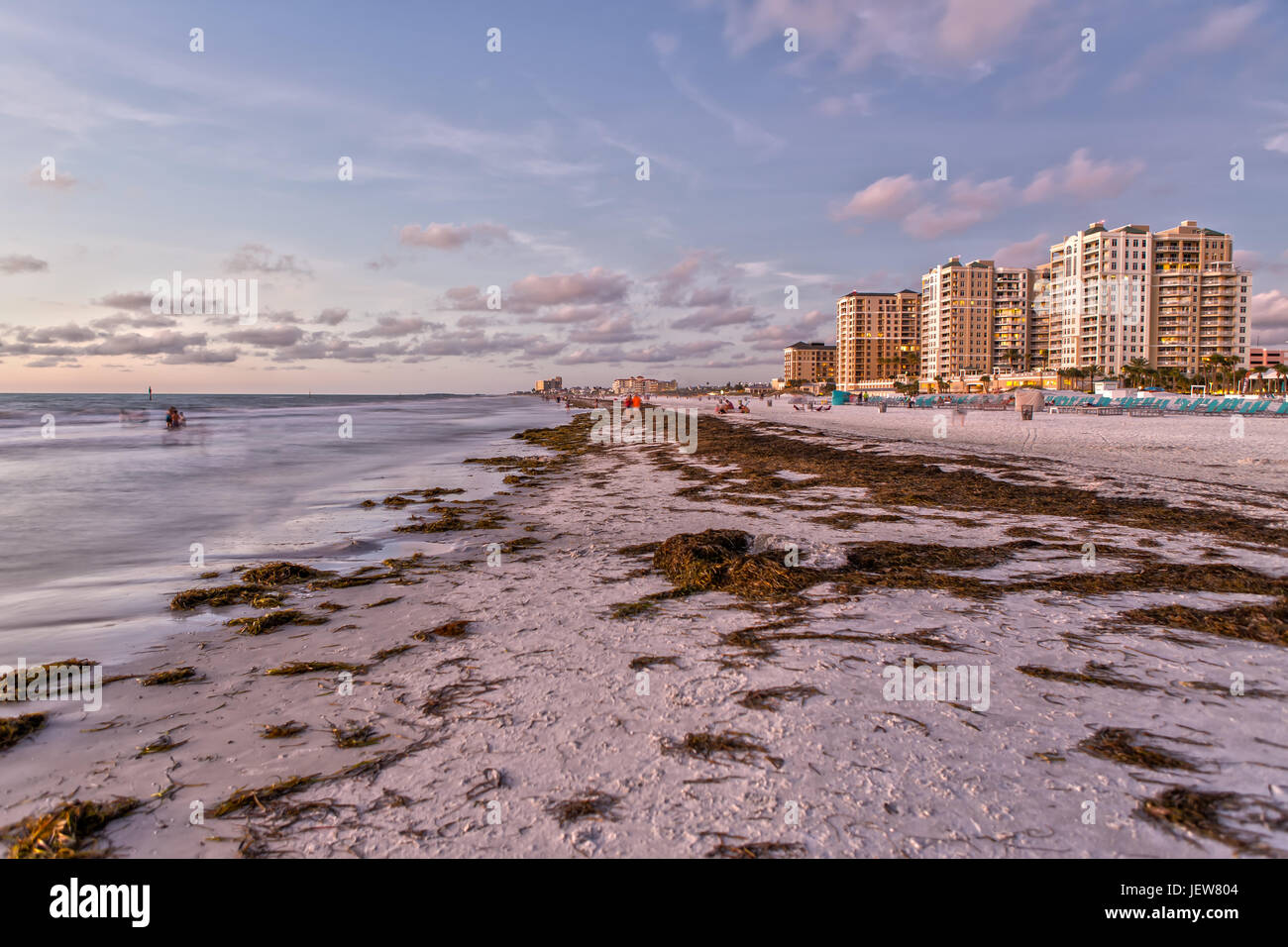 La plage de Clearwater en Floride au coucher du soleil Banque D'Images