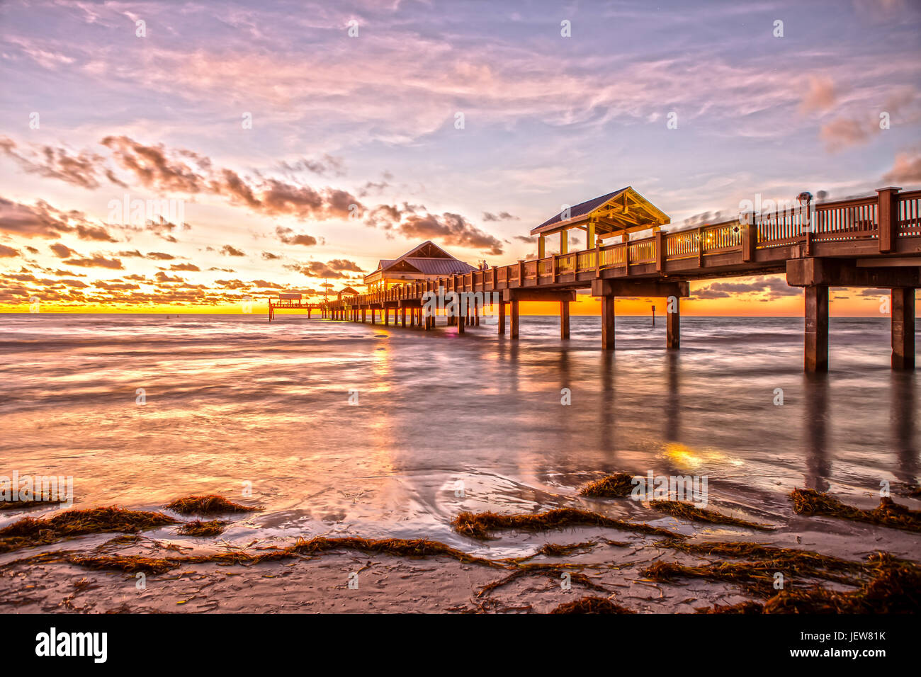 Coucher du soleil à Clearwater Beach en Floride Banque D'Images