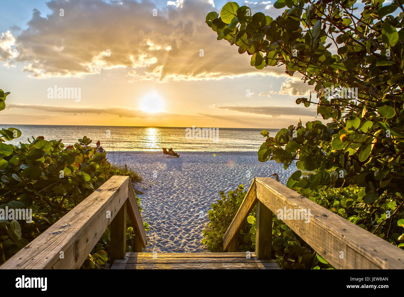 Coucher du soleil à Naples Beach Florida Banque D'Images