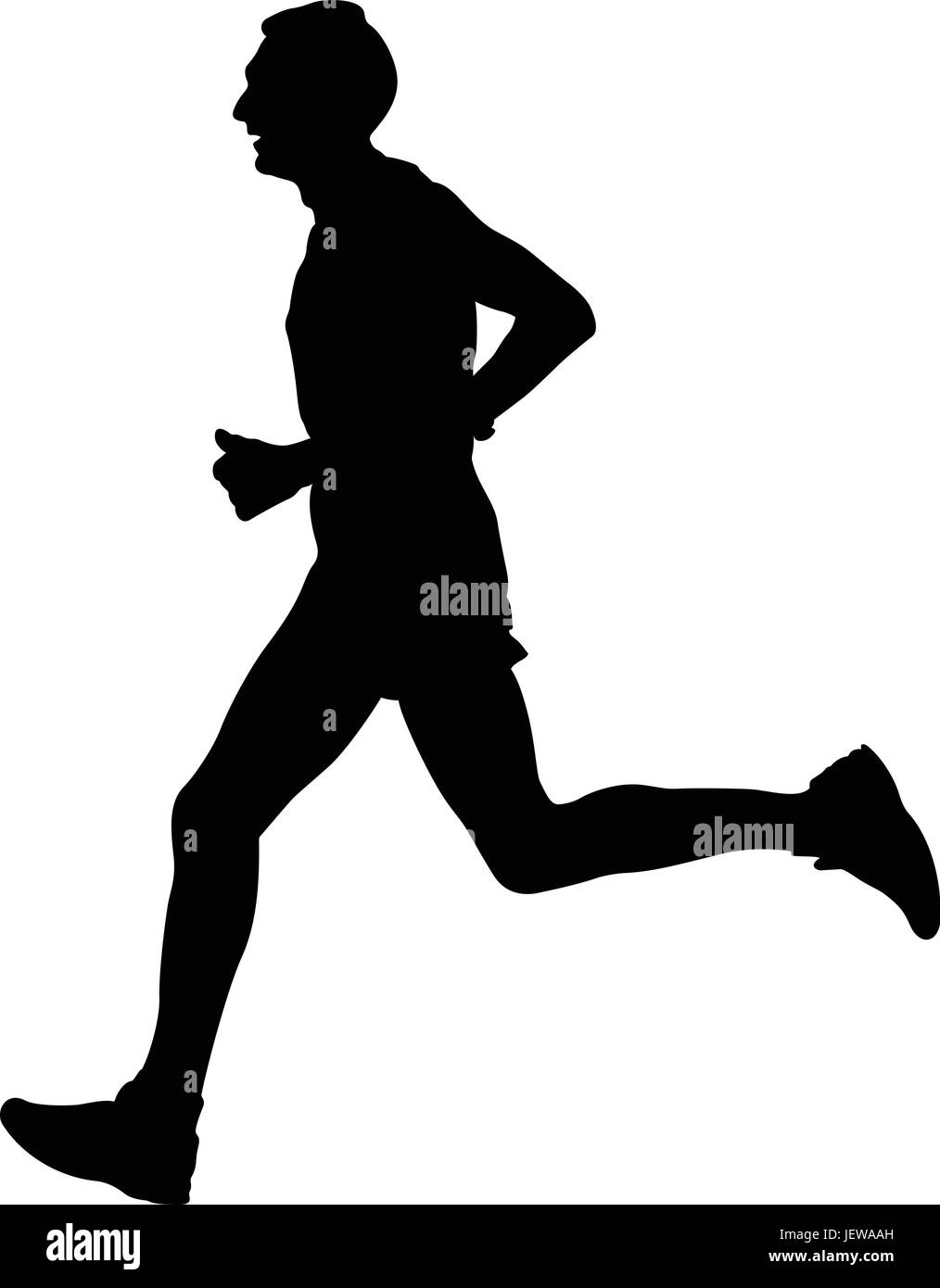 Coureur athlète masculin chef de marathon silhouette noire Illustration de Vecteur