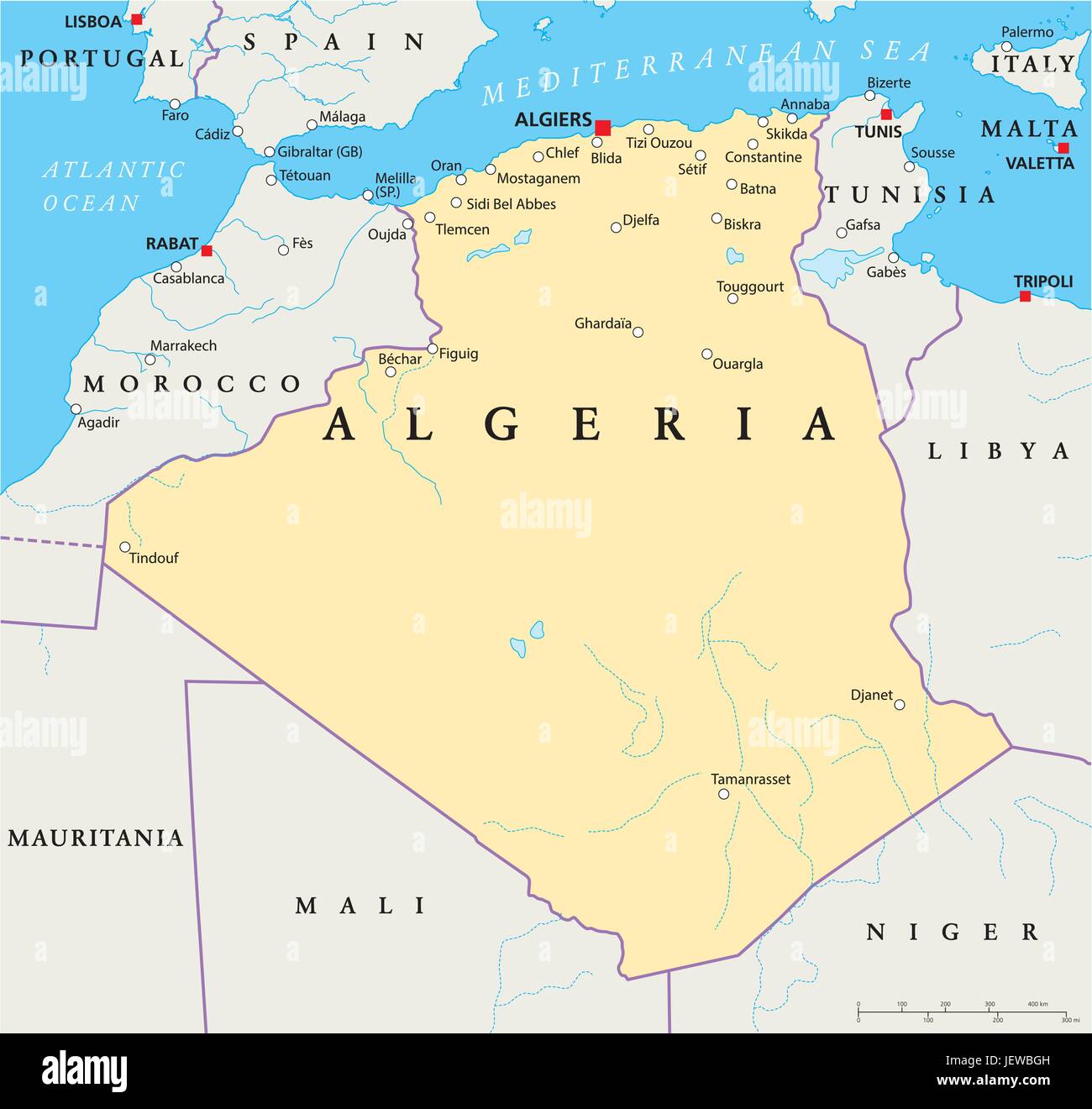 Le pays, l'état, l'Algérie, Géographie, cartographie, carte, atlas, carte du monde, Illustration de Vecteur