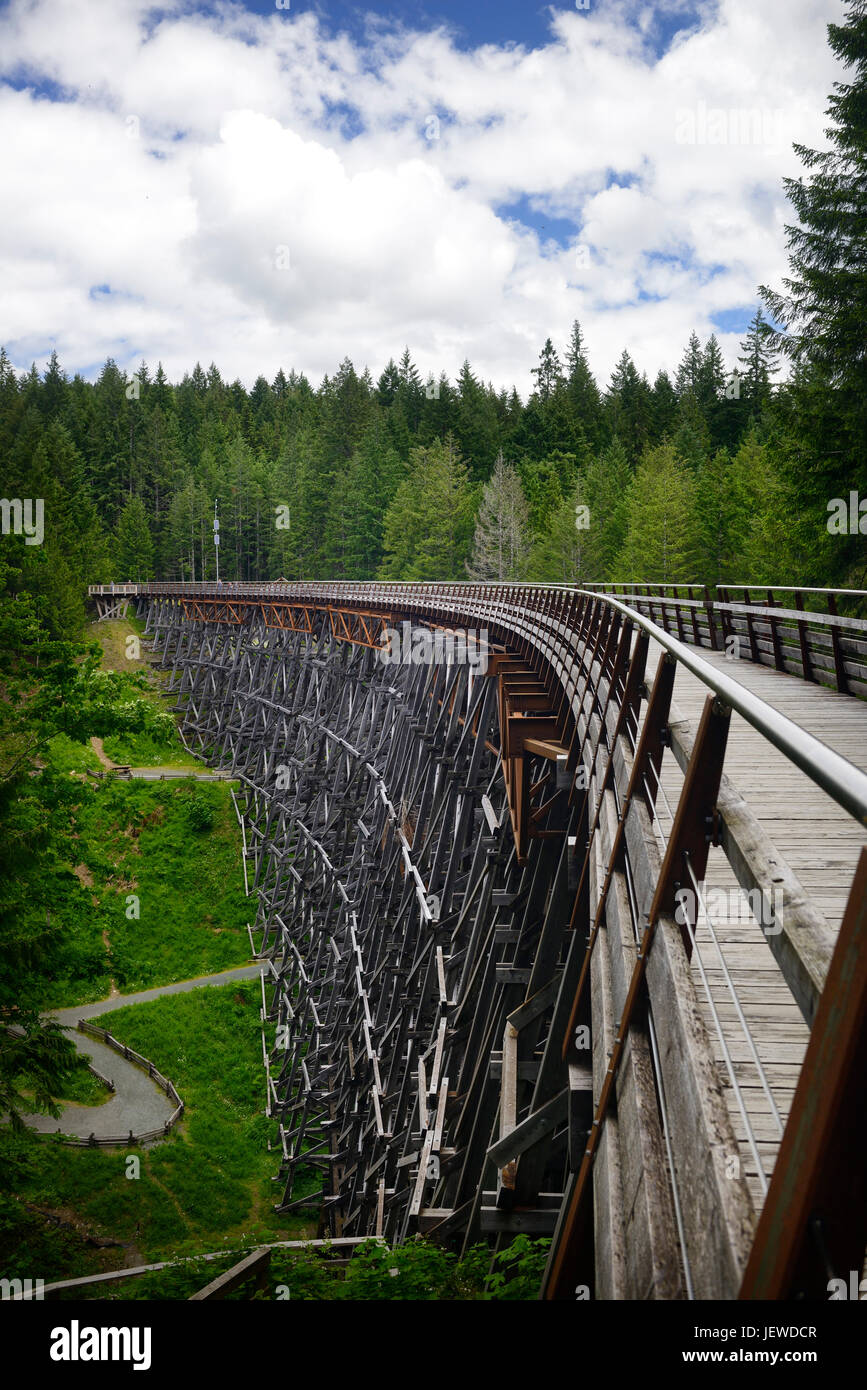 Kinsol Trestle pont de bois sur la rivière Koksilah, Shawnigan Lake, île de Vancouver, Colombie-Britannique, Canada Banque D'Images