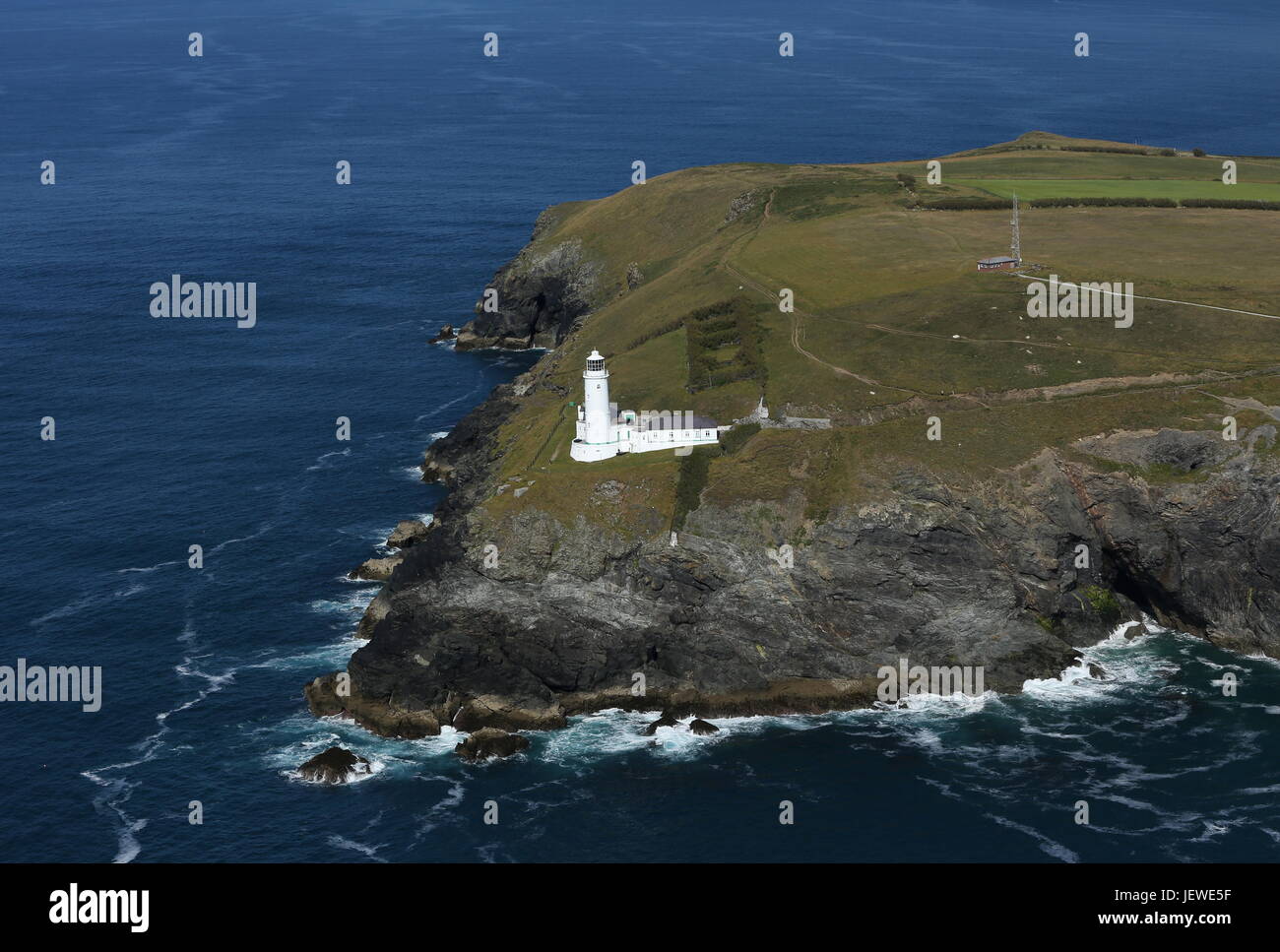 Vue aérienne de l'Trevose Head Lighthouse Padstow à Cornwall Banque D'Images