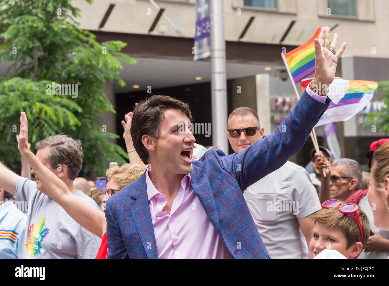 Toronto, Canada. 25 juin 2017. Le premier ministre du Canada, Justin Trudeau prend part à Toronto Pride Parade. Banque D'Images