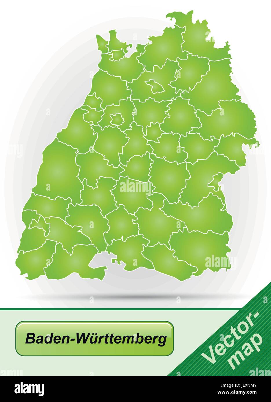 Carte des frontières de Bade-Wurtemberg avec bordures en vert Illustration de Vecteur