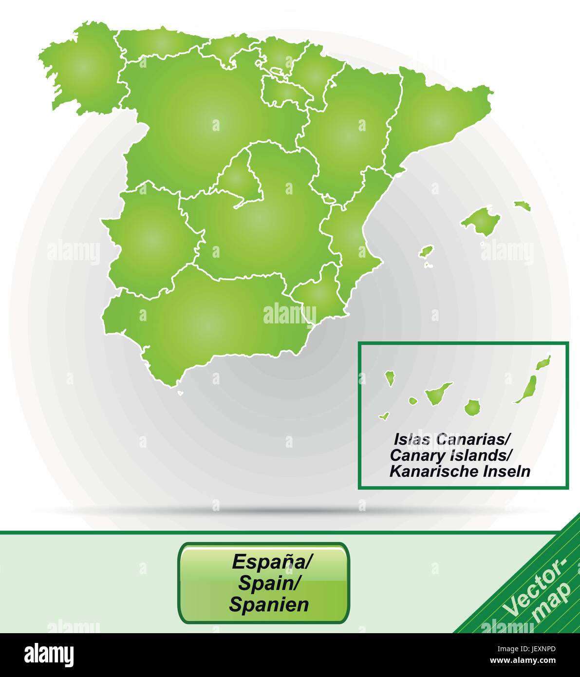 Carte de la frontière de l'Espagne avec des bordures en vert Illustration de Vecteur