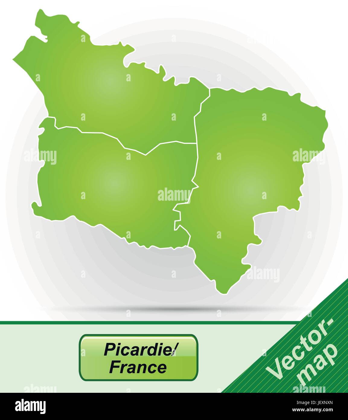 Carte des frontières de Picardie avec des bordures en vert Illustration de Vecteur