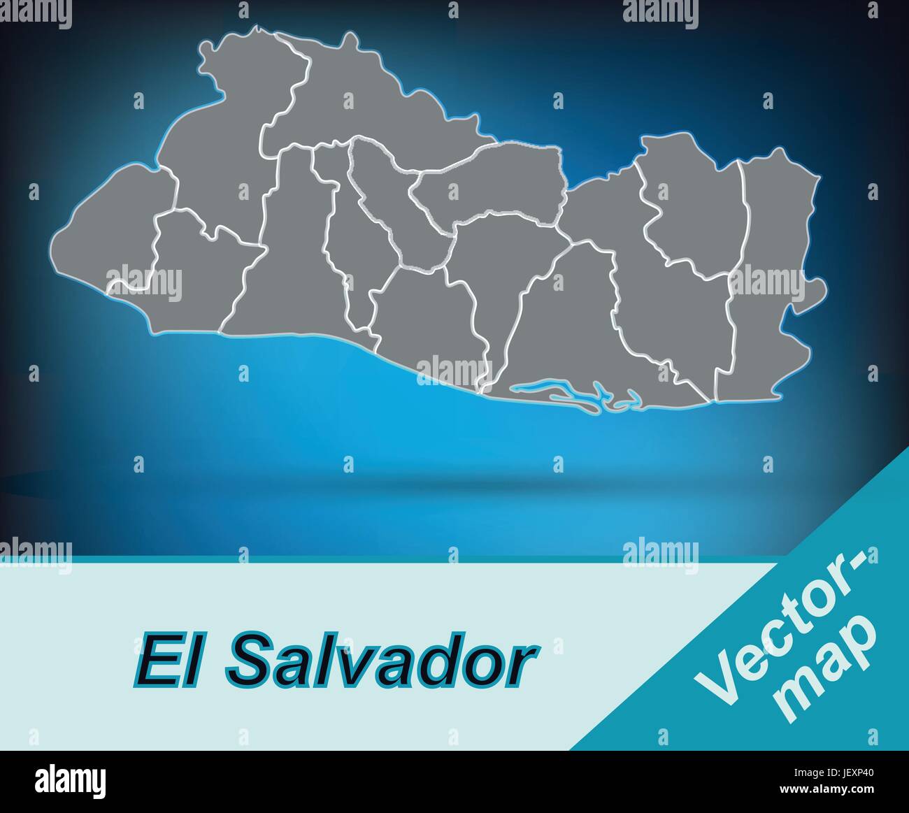 Carte de la frontière d'El Salvador avec bordures en gris clair Illustration de Vecteur