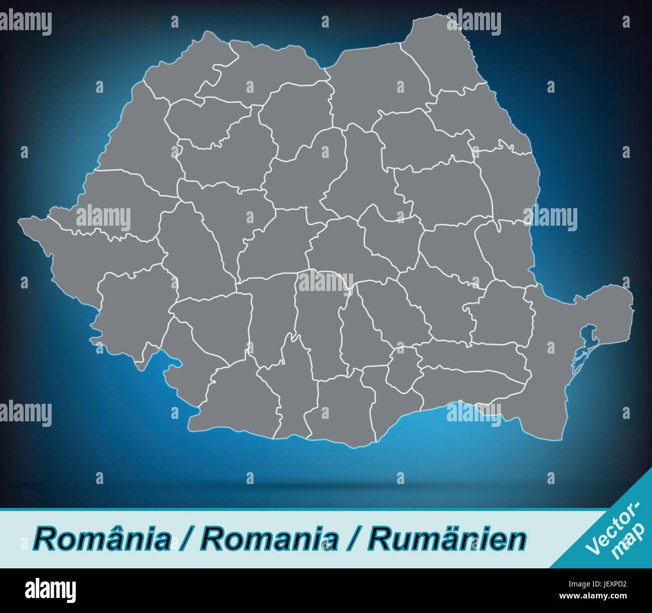 Carte des frontières de la Roumanie avec des bordures en gris clair Illustration de Vecteur