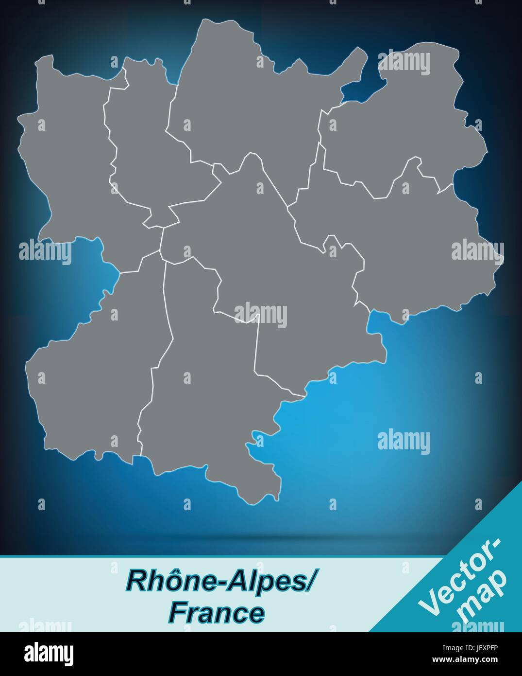 Carte d'rhrne-alpes aux frontières en gris clair Illustration de Vecteur