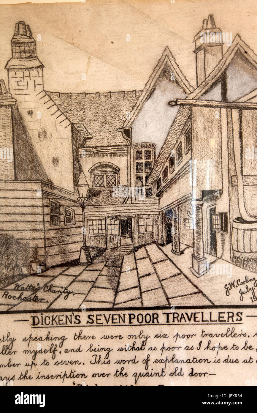 Les Six voyageurs pauvres House, Rochester, Kent Banque D'Images