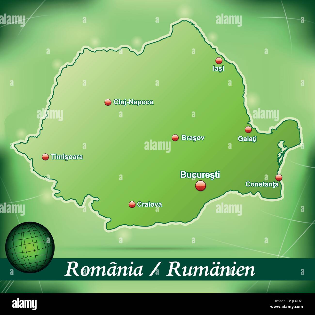 Carte de l'ile de la roumanie résumé fond en vert Illustration de Vecteur