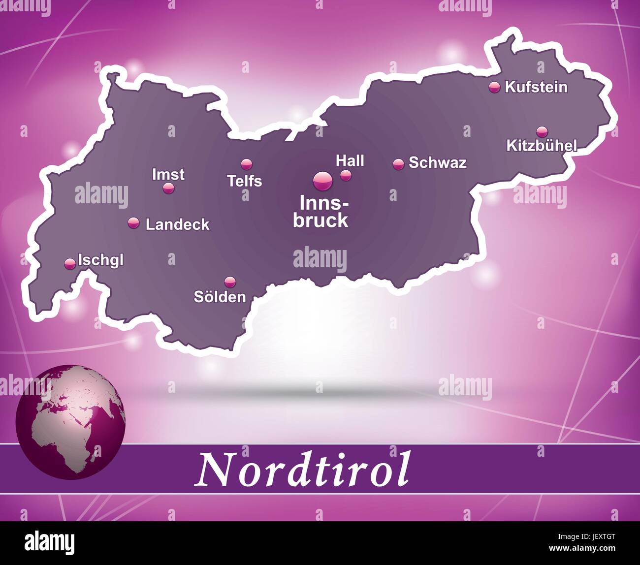 Carte de l'ile de tirol Résumé Contexte en violet Illustration de Vecteur