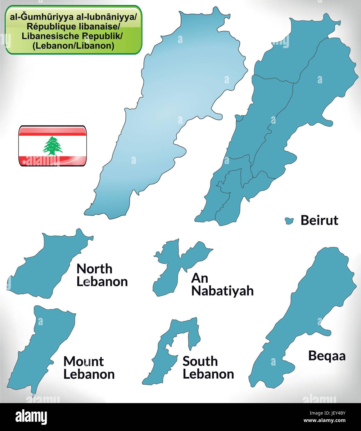 Carte de la frontière du Liban avec des bordures en bleu Illustration de Vecteur