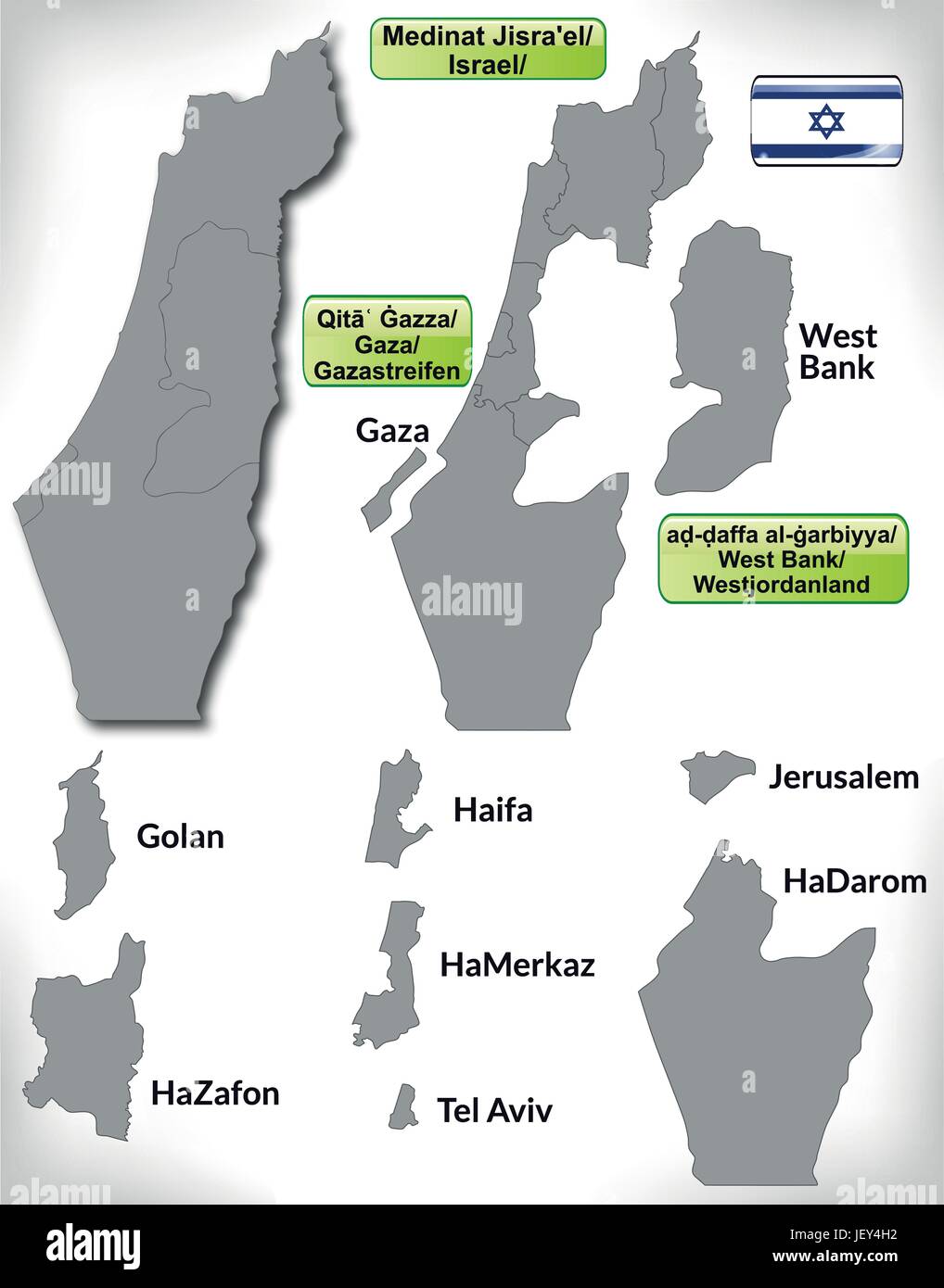 La carte d'Israël avec des bordures en gris Illustration de Vecteur