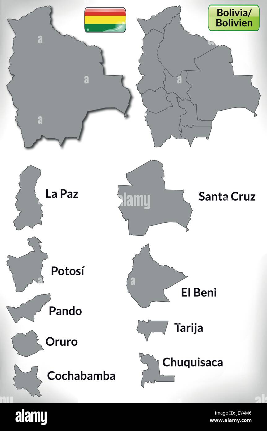 Carte de la Bolivie avec bordures en gris Illustration de Vecteur