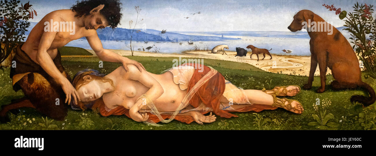 Une satyre endeuillé par une nymphe, circa 1495 - Piero di Cosimo Banque D'Images