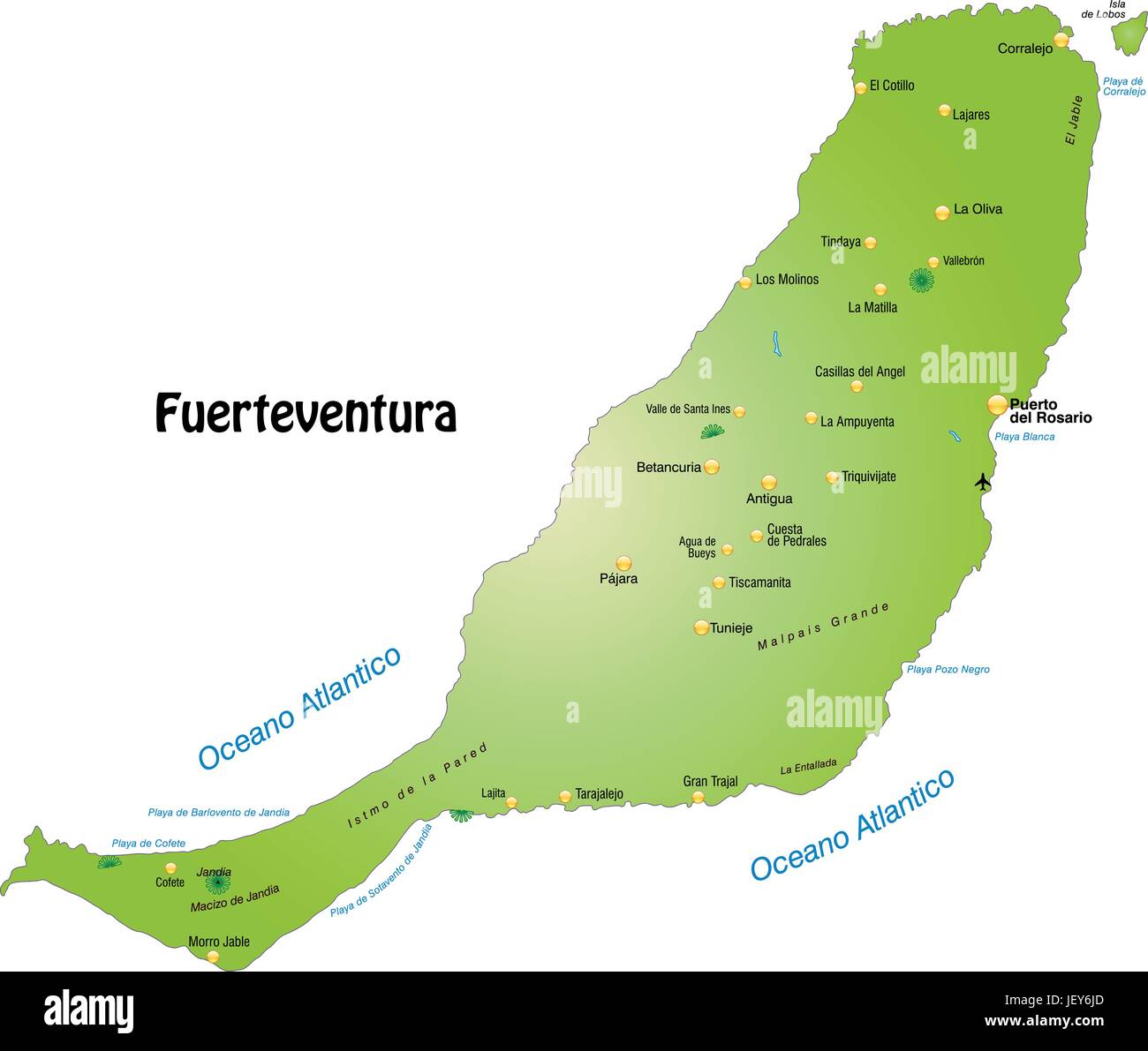 Frontières, contours, carte, atlas, carte du monde, carte, Fuerteventura, plan de Illustration de Vecteur